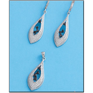 COLGANTE CIRCONITAS NEGRAS PLATA 925MM