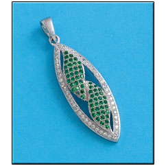 COLGANTE CIRCONITAS VERDES PLATA 925MM