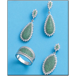 COLGANTE CIRCONITAS VERDES PLATA 925MM