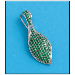 COLGANTE CIRCONITAS VERDES PLATA 925MM