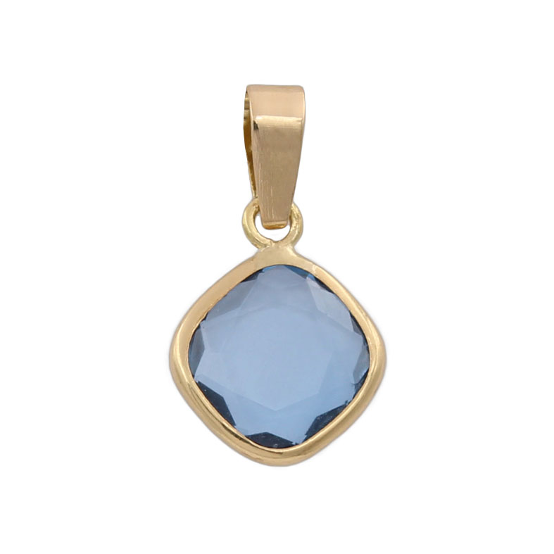 COLGANTE CUADRADO ORO 18KL COLOR AGUA MARINA