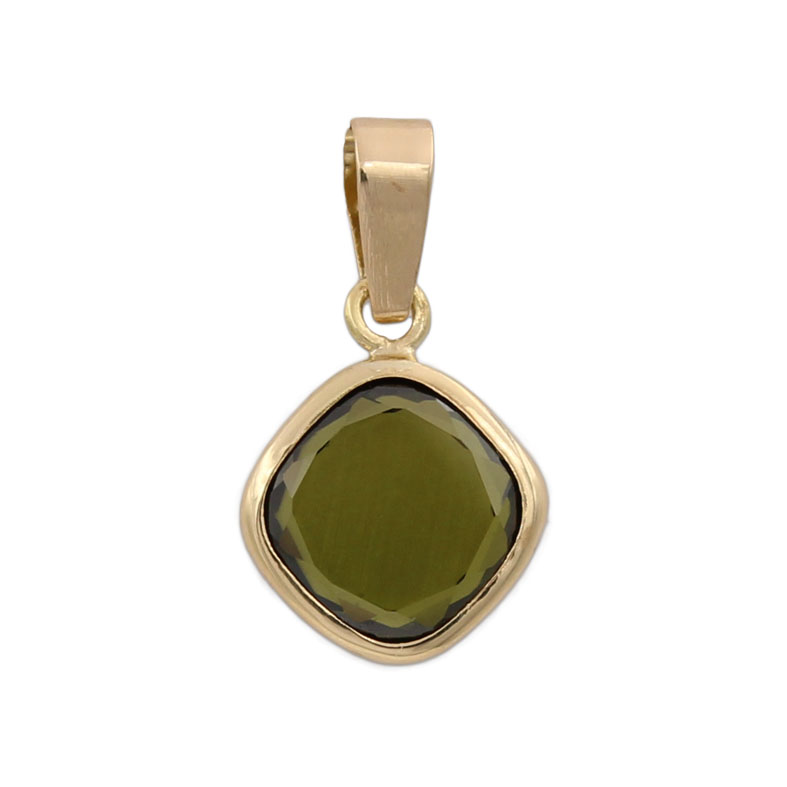 COLGANTE CUADRADO ORO 18KL COLOR OLIVINA