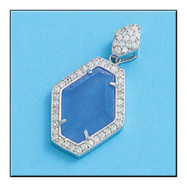 COLGANTE CUARZO AZUL PLATA 925MM