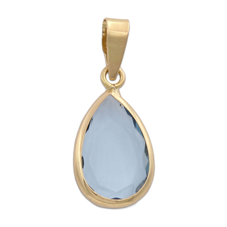 COLGANTE LAGRIMA ORO 18KL COLOR AGUA MARINA
