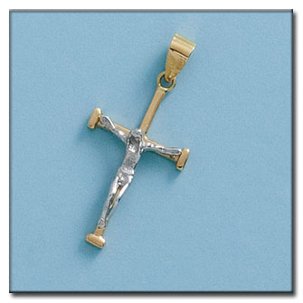 CRUZ CON CRISTO EN ORO DE 18KL BICOLOR