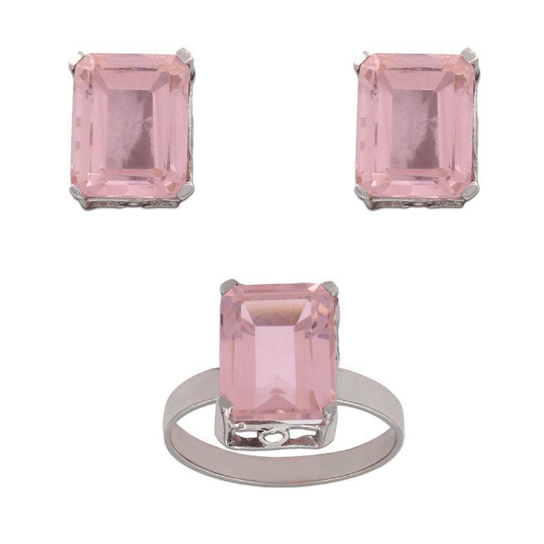 PENDIENTE ORO BLANCO 18KL NANO MORGANITA