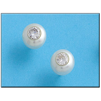 PENDIENTE PERLA Y CIRCONITAS PLATA 925MM