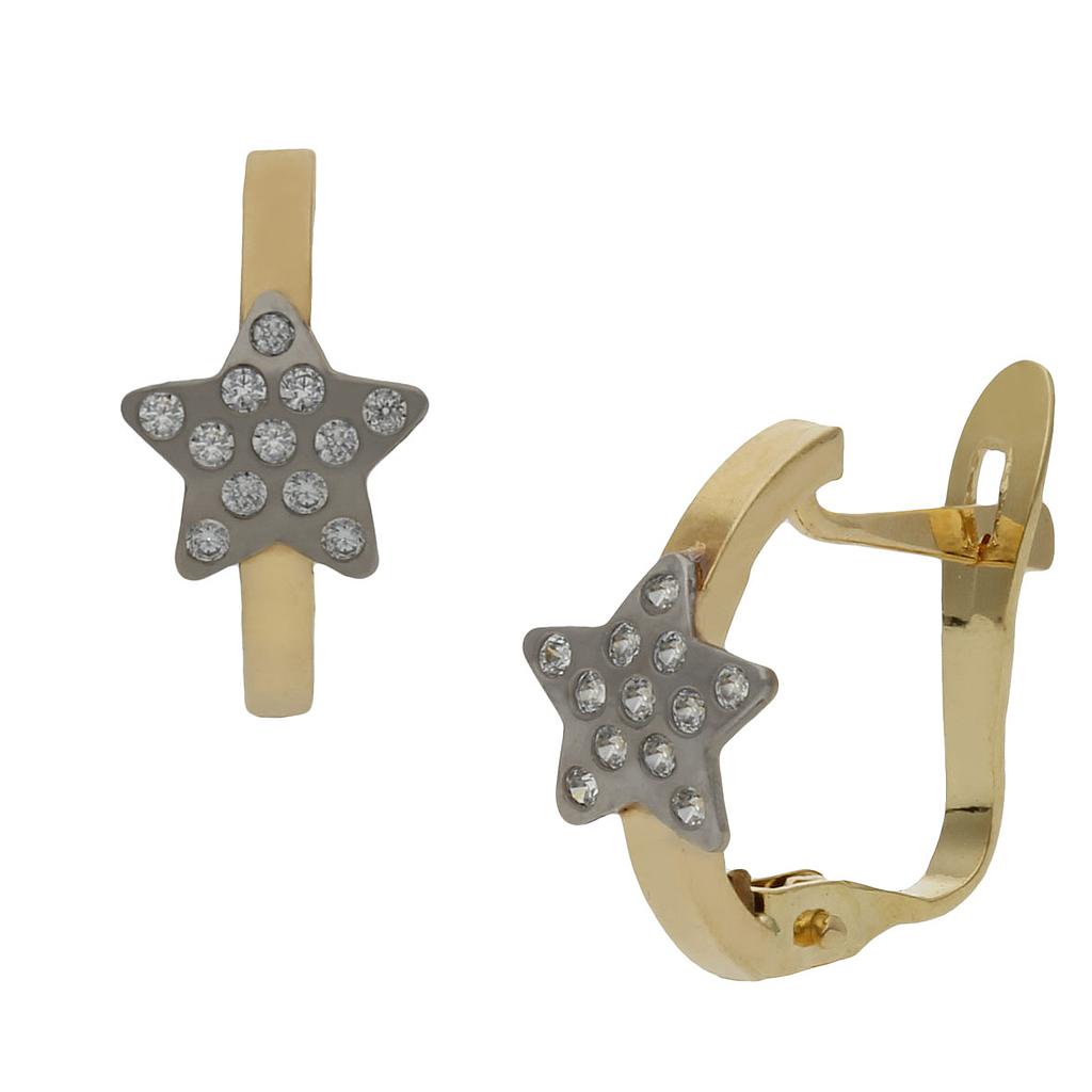 PENDIENTES BICOLOR ESTRELLAS ORO 18KL