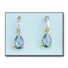 PENDIENTES BICOLOR ORO 18KL AGUA MARINA