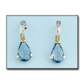 PENDIENTES BICOLOR ORO 18KL AGUA MARINA