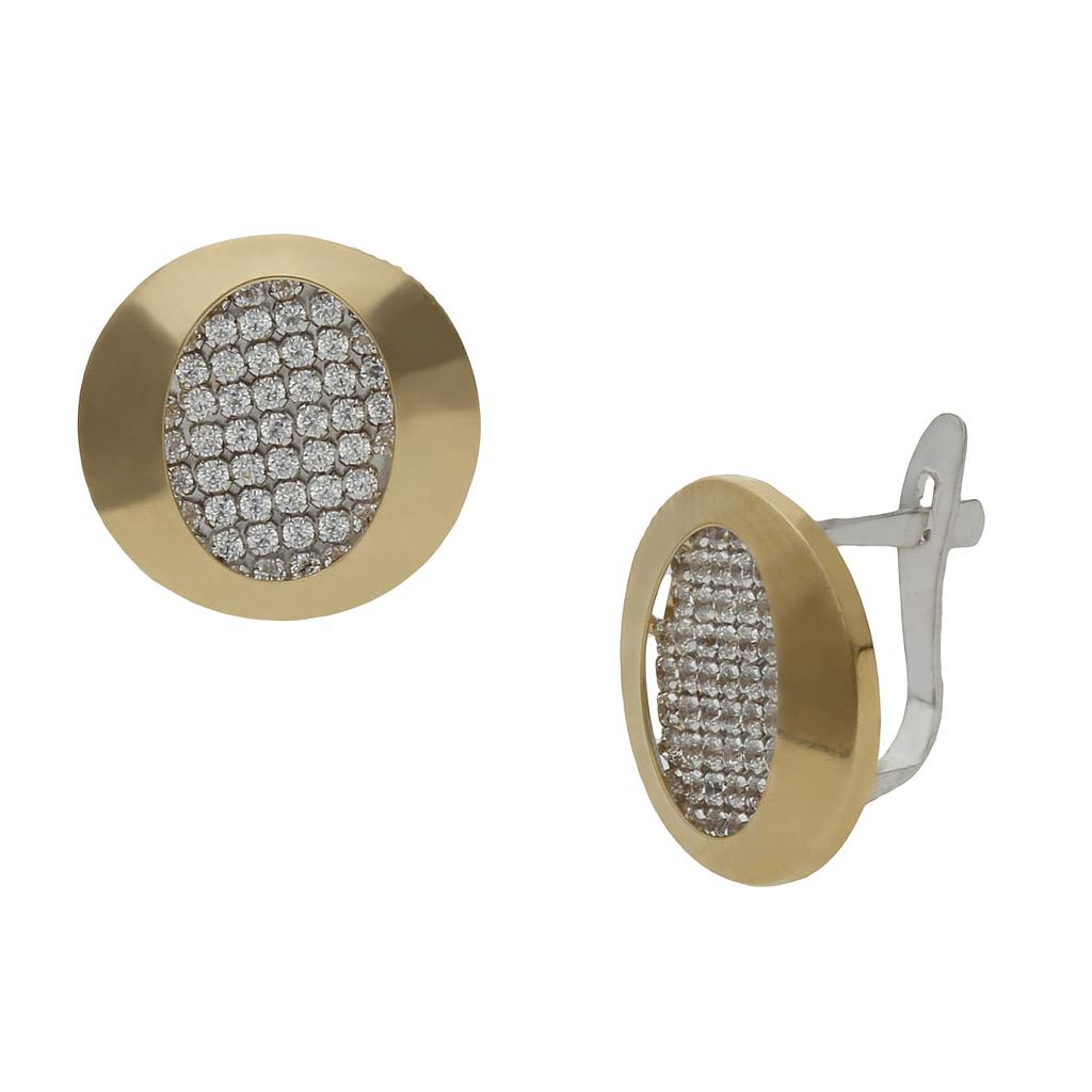 PENDIENTES BICOLOR ORO 18KL CIRCONITAS - 12x13MM