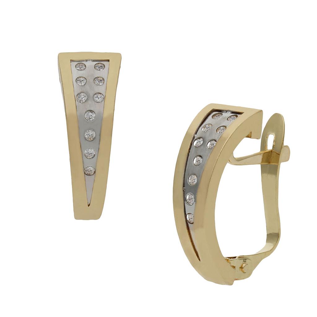 PENDIENTES BICOLOR ORO 18KL CIRCONITAS - 5x15mm