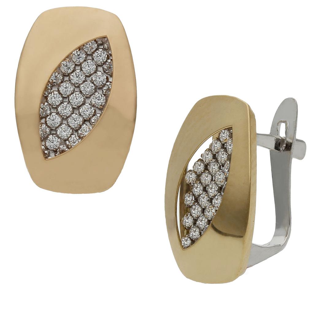 PENDIENTES BICOLOR ORO 18KL CIRCONITAS - 9x14MM