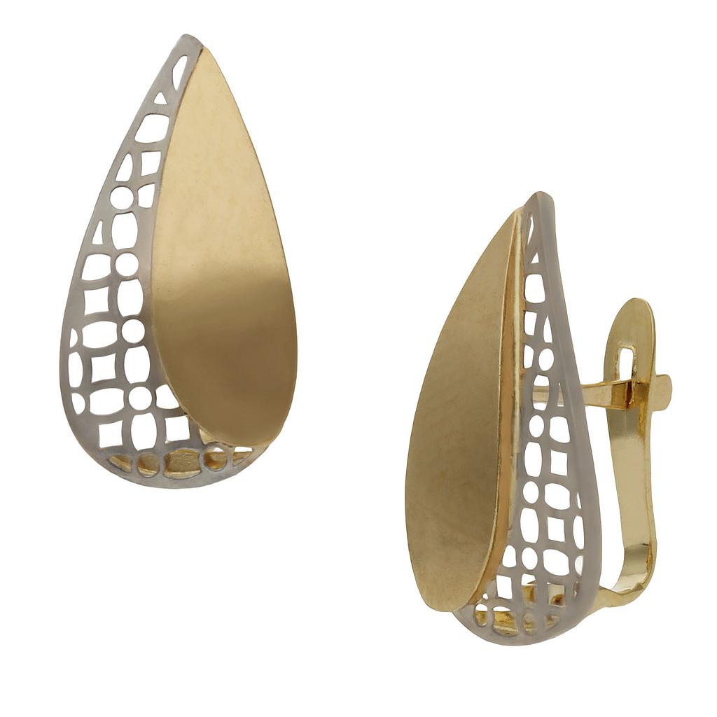 PENDIENTES BICOLOR ORO 18KL CIRCONITAS - 9x17mm