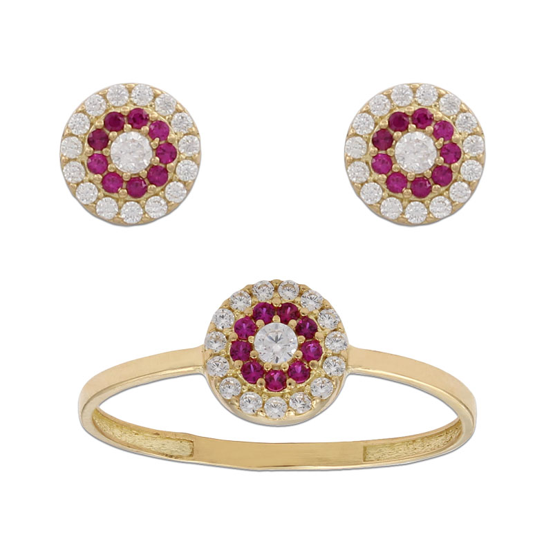 PENDIENTES CIRCULO ORO 18KL - ROJO