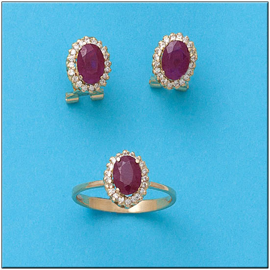 PENDIENTES EN ORO DE 18KL RUBIES FINOS 