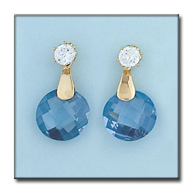 PENDIENTES ORO 18KL CIRCONITAS AGUA MARINA
