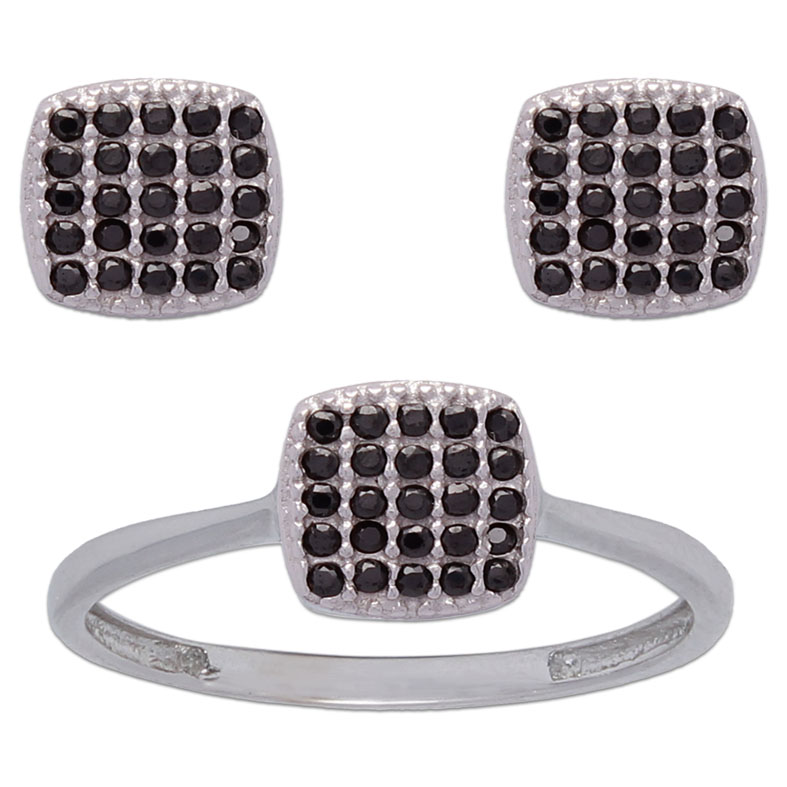 PENDIENTES ORO BLANCO 18KL COLOR NEGRO