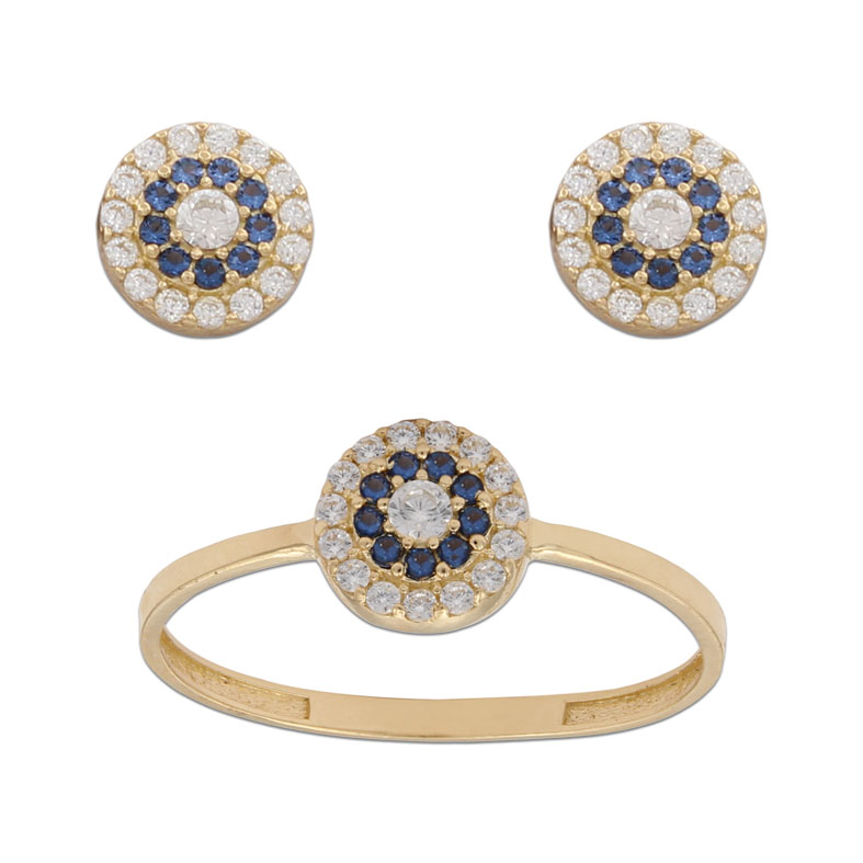 PENDIENTES REDONDOS ORO 18KL - AZUL