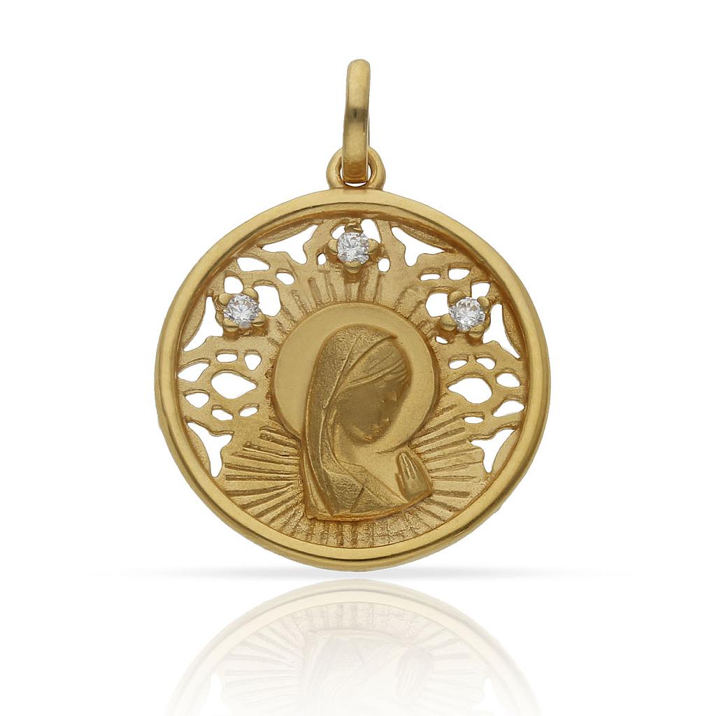 MEDALLA PLATA CHAPADA ORO VIRGEN NIÑA - 22MM