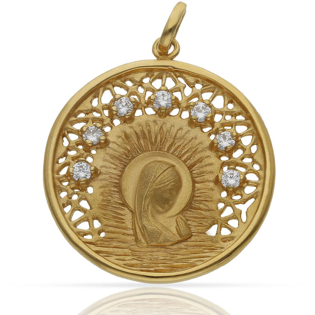 MEDALLA PLATA CHAPADA ORO VIRGEN NIÑA - 30MM